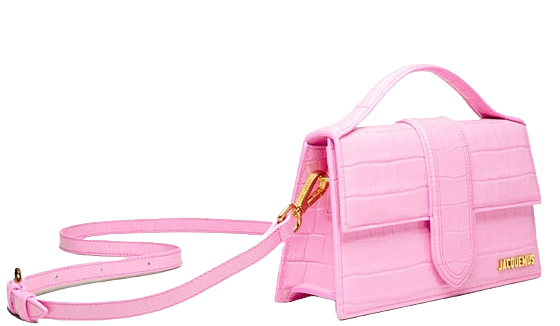 Jacquemus Le grand Bambino Crossbody Strap Handbag Croco Pink