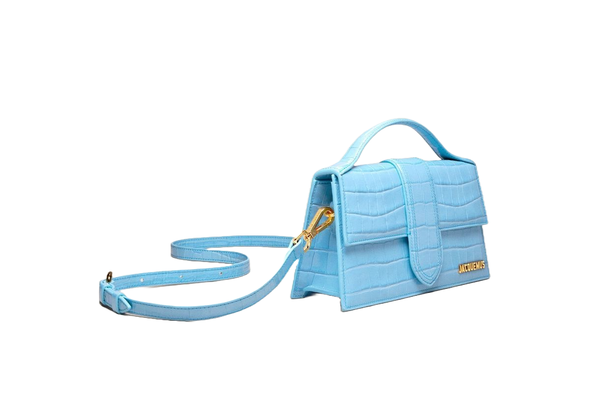 Jacquemus Le grand Bambino Crossbody Strap Handbag Croco Embossed Gradient Blue - OnSize