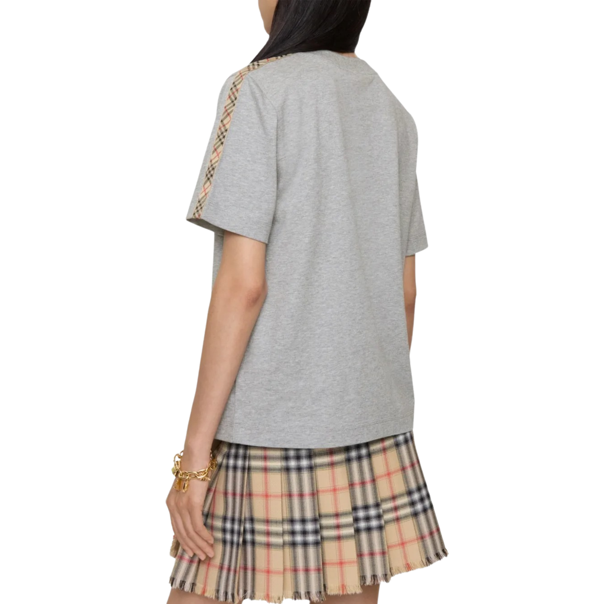 Burberry Check Trim Cotton T-shirt Gale Grey - OnSize