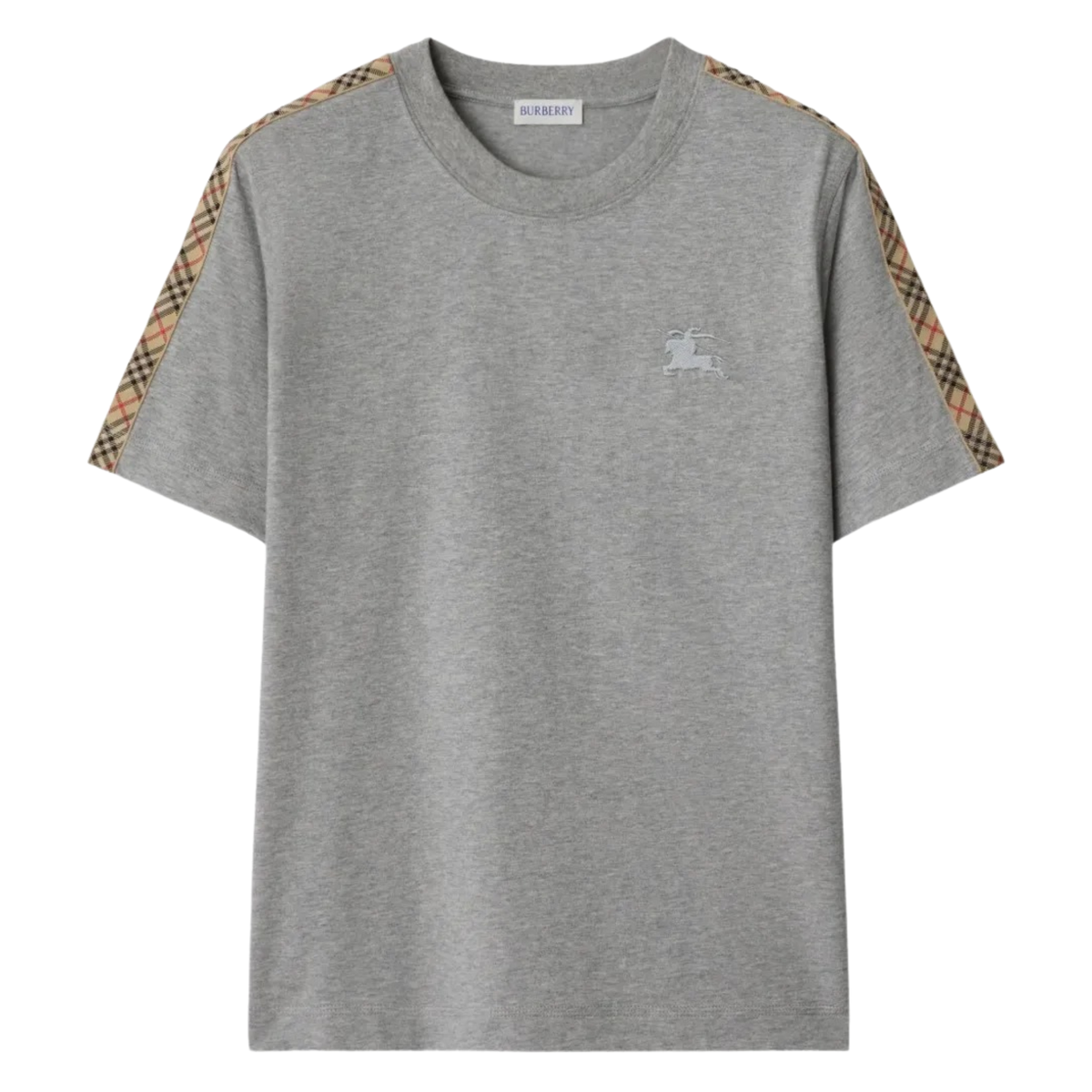 Burberry Check Trim Cotton T-shirt Gale Grey - OnSize