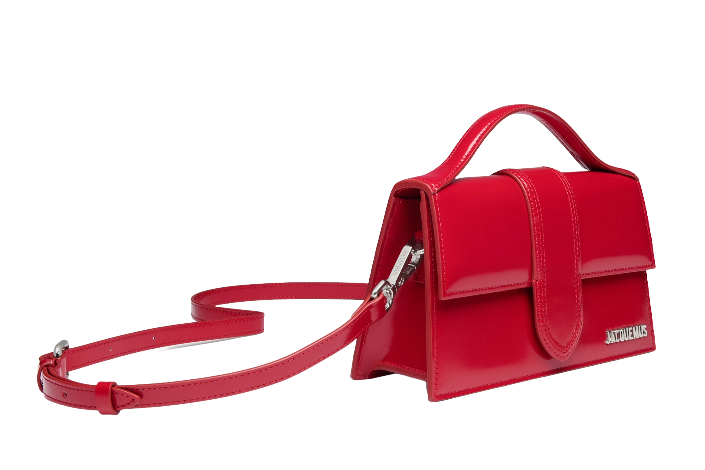 Jacquemus Le grand Bambino Crossbody Strap Handbag Red Silver
