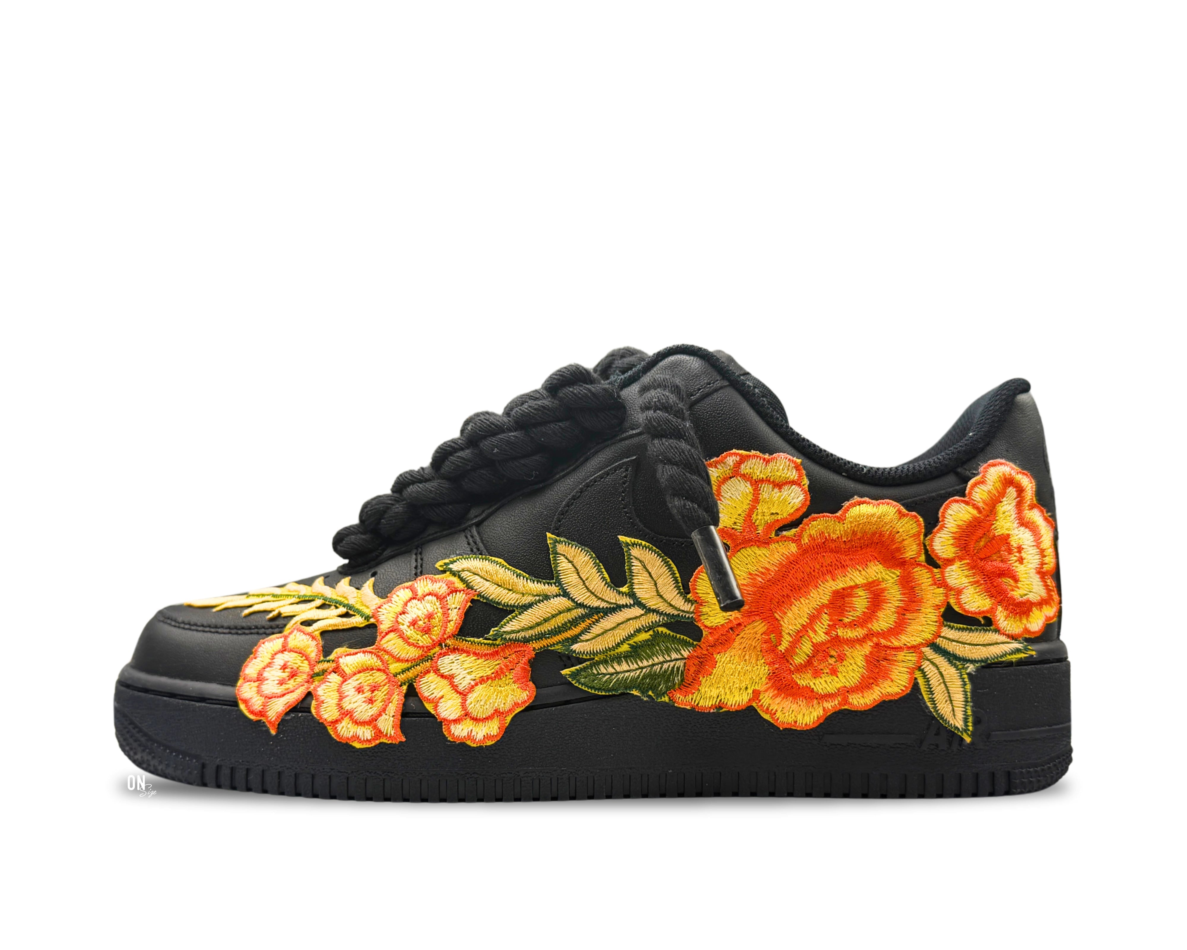Nike Air Force 1 Low ‘07 Black / Orange Rose Rope Laces
