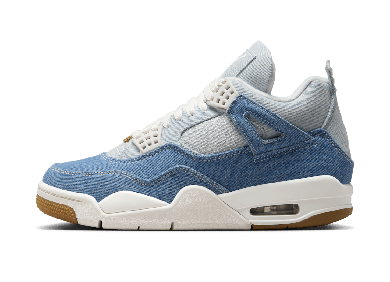 Air Jordan 4 Worn Blue Denim – oldalnézet, kék denim panel
