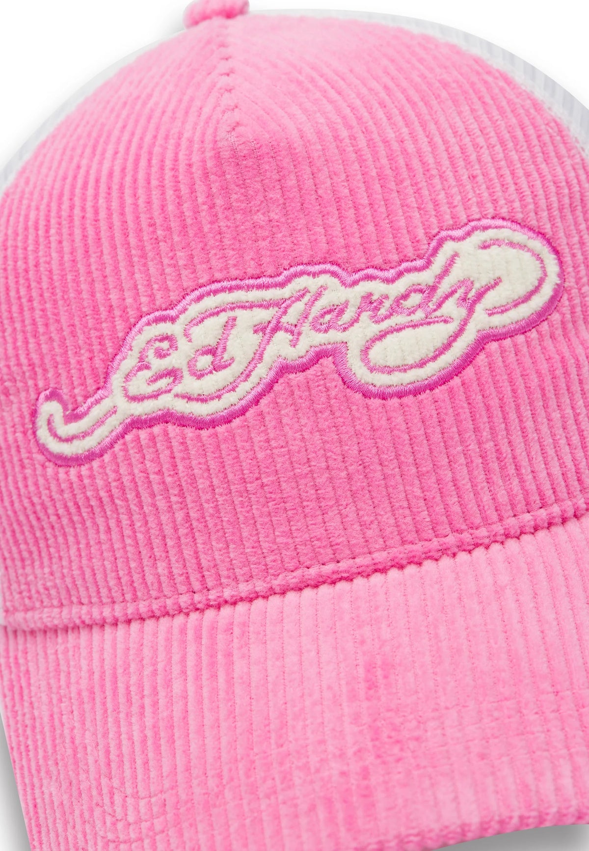Ed Hardy Embroidery Applique Cord 5 Panel Hot Pink Trucker Cap