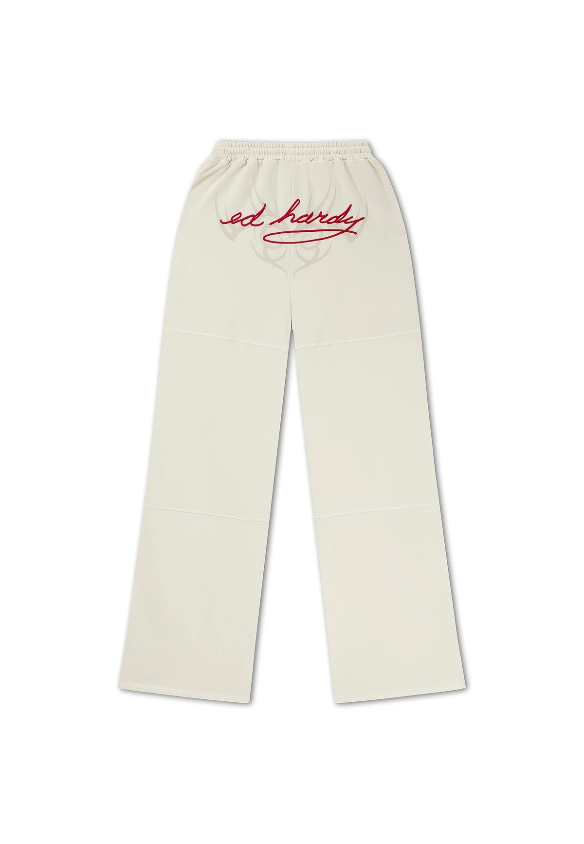 Ed Hardy Tattoo Collage Seam Detail Wide Leg Joggers Ecru