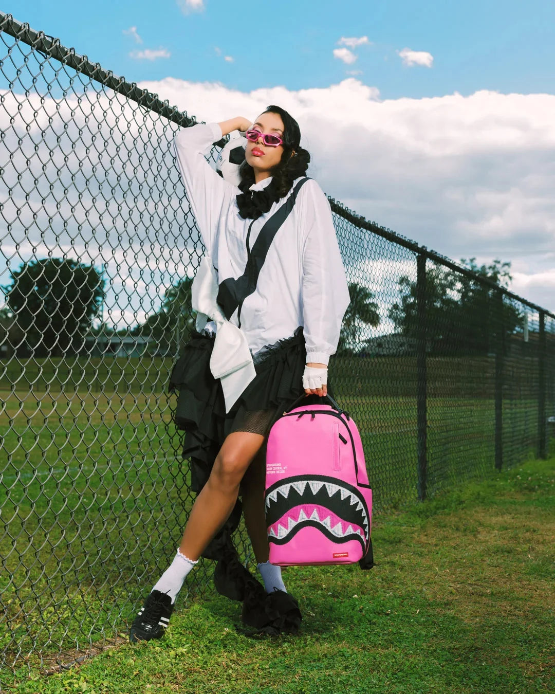 Sprayground Shark Central Pink Embroidered Shark Backpack