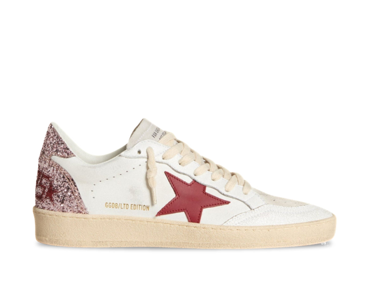 Golden Goose Ball Star Limited Edition White Pink Glitter Red Star - OnSize