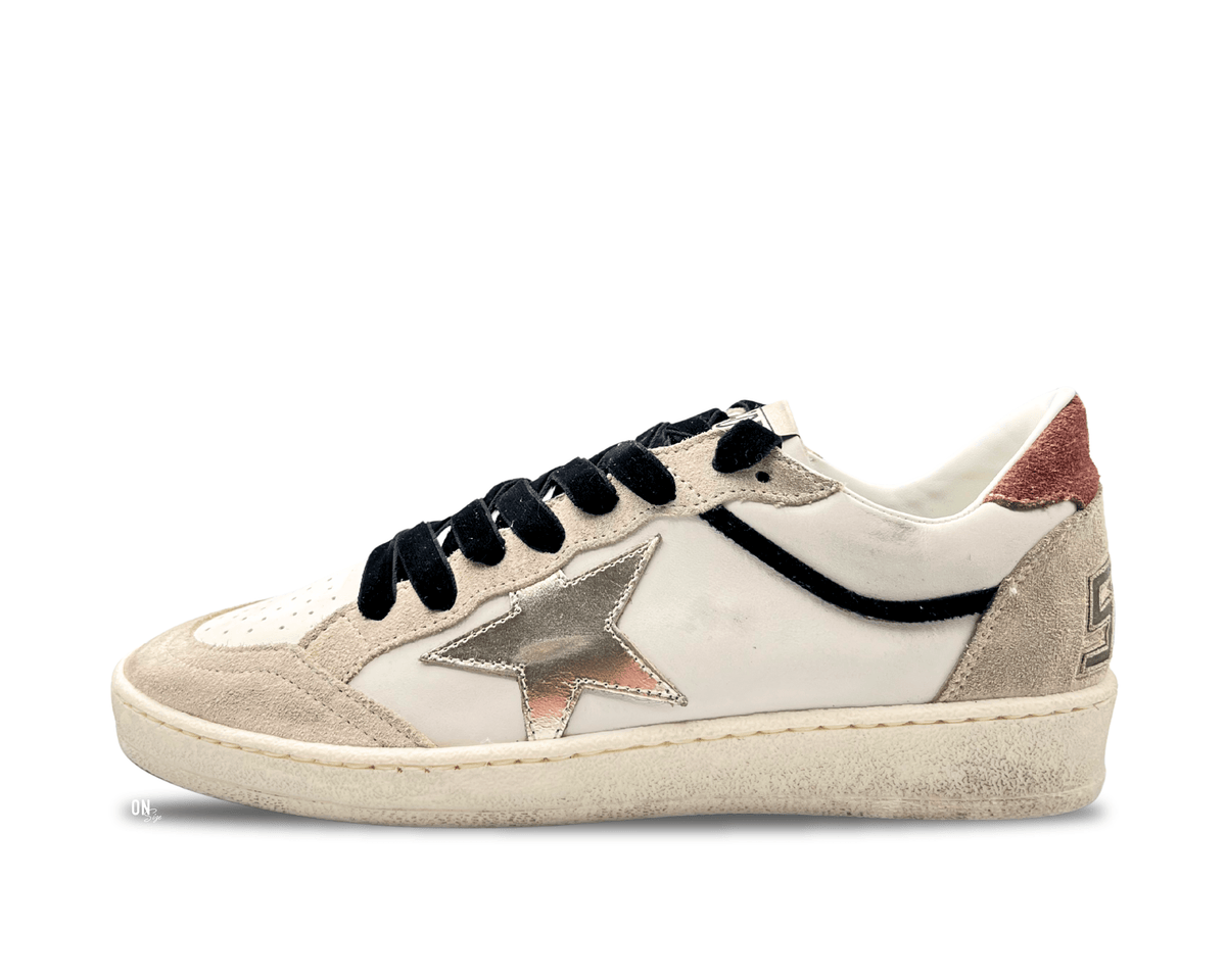 Golden Goose Ball Star White Beige Red Silver Star - OnSize