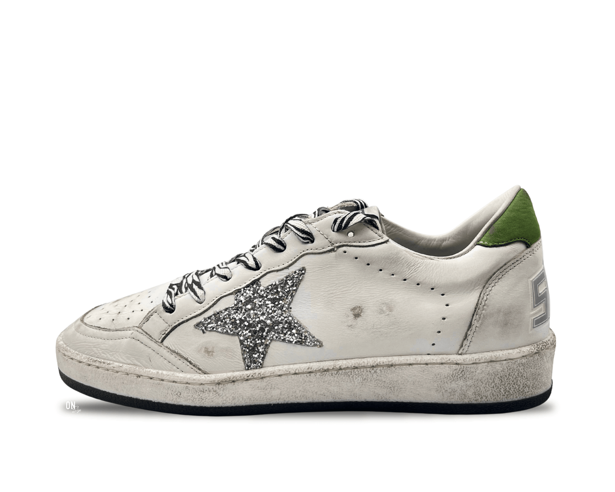 Golden Goose Ball Star White Green Silver Glitter Star - OnSize
