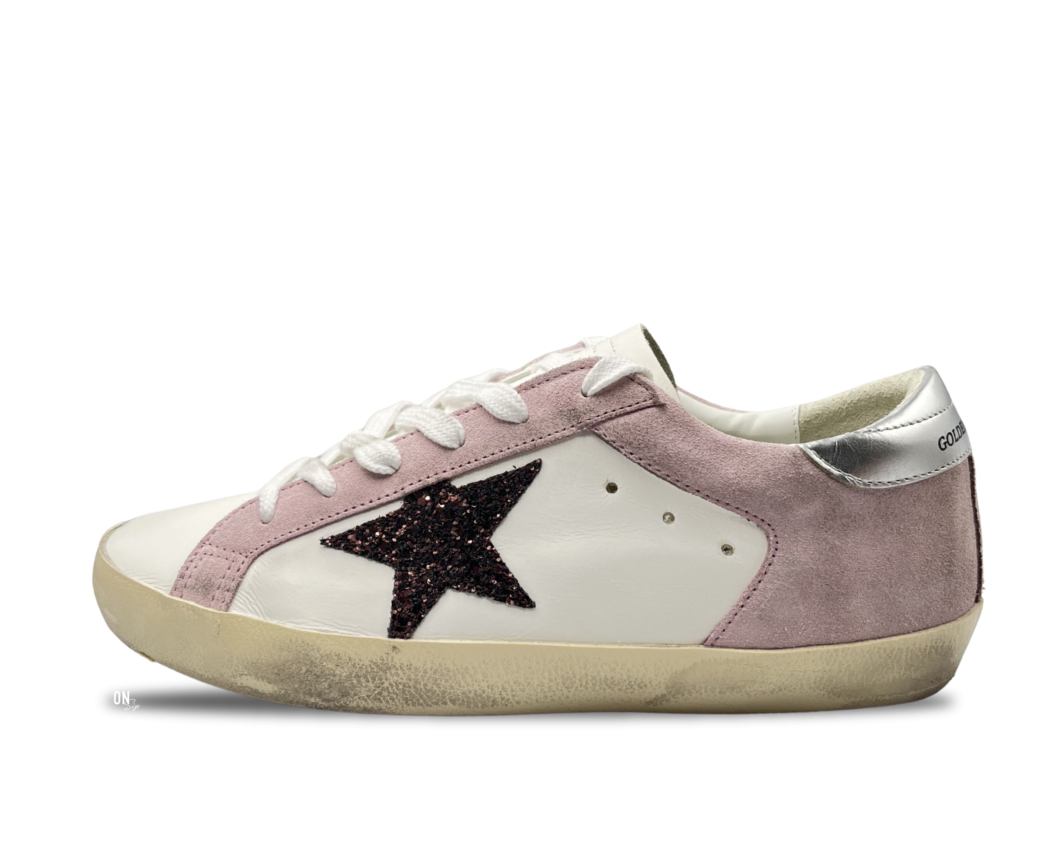 Golden Goose Super-Star Private Edition White Pink Brown Glitter - OnSize