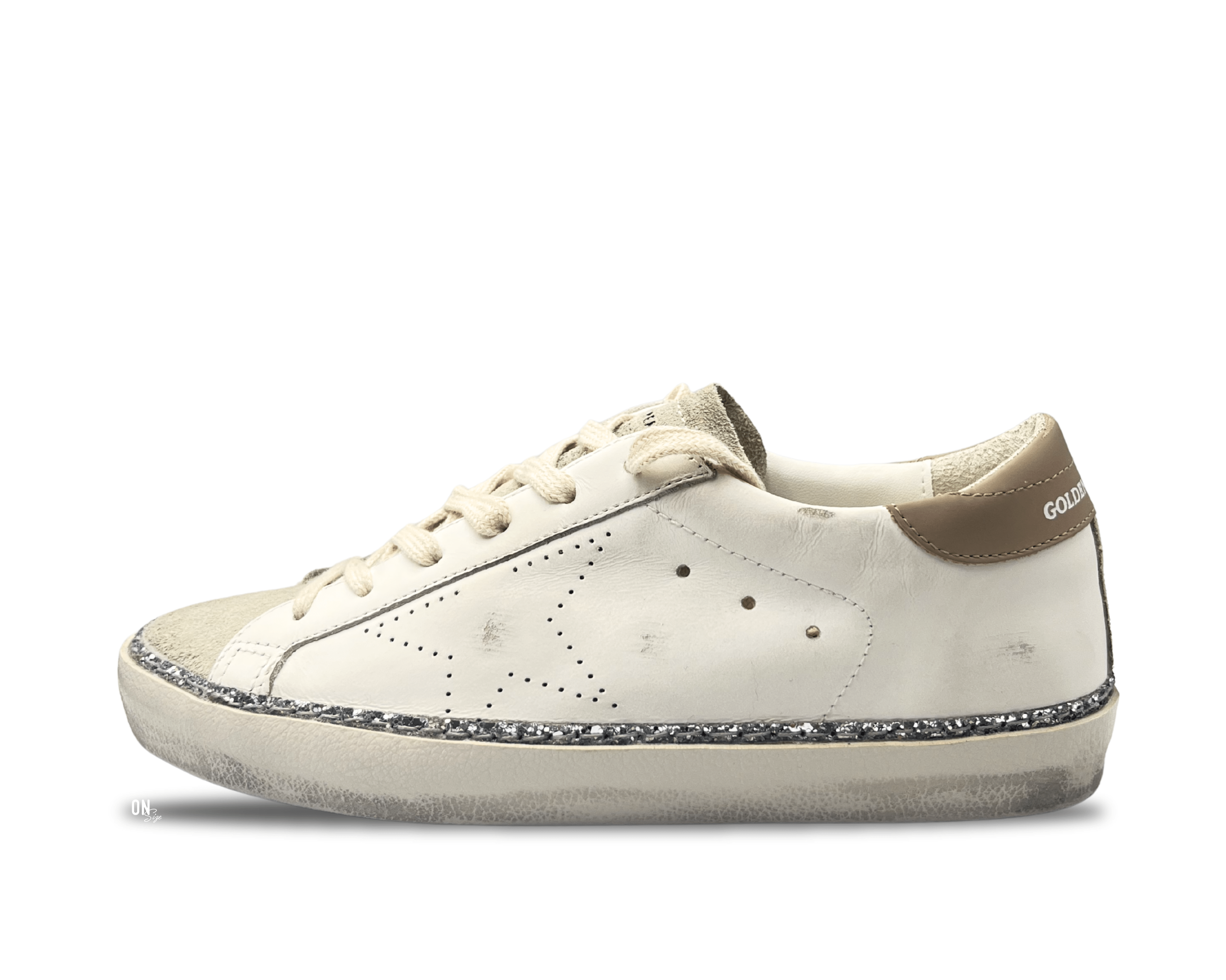 Golden Goose Super - Star White Beige Glitter Lining - OnSize