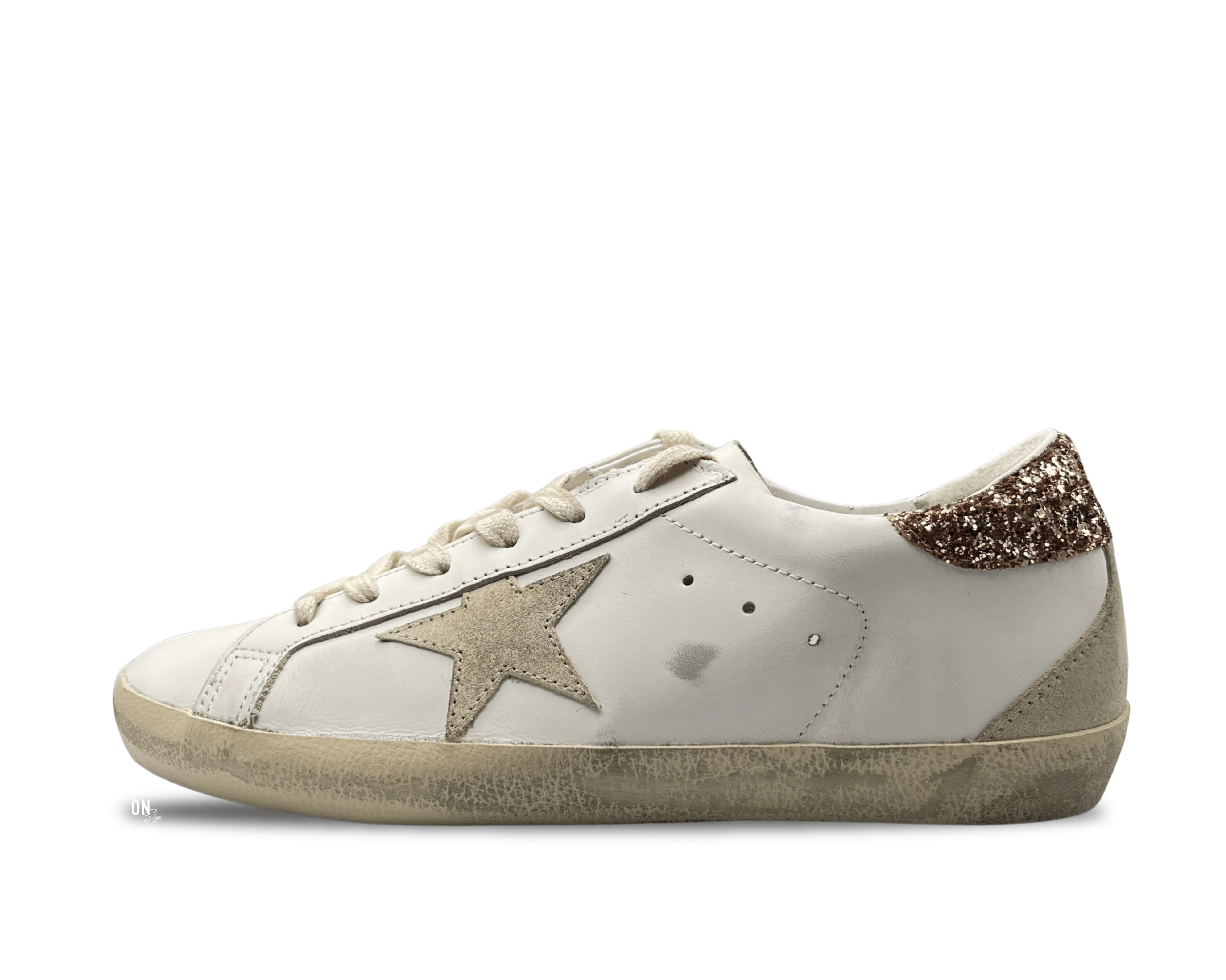 Golden Goose Super - Star White Peach Pink Glitter - OnSize