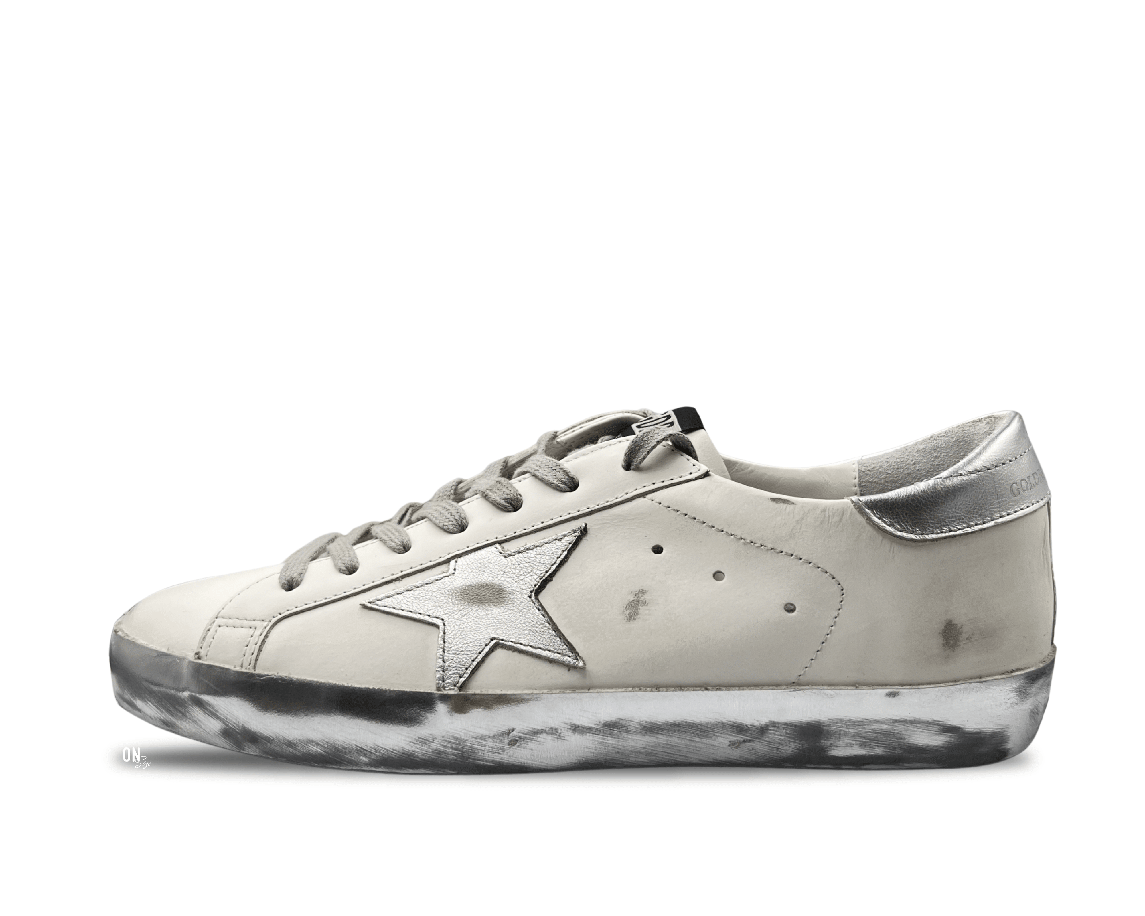 Golden Goose Super - Star White Silver Distressed - OnSize