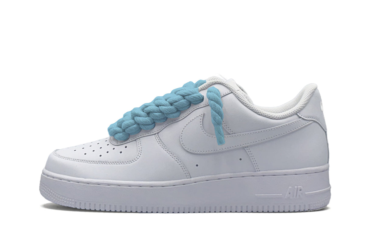 Nike Air Force 1 Low ‘07 White / Ice Blue Rope Laces - OnSize
