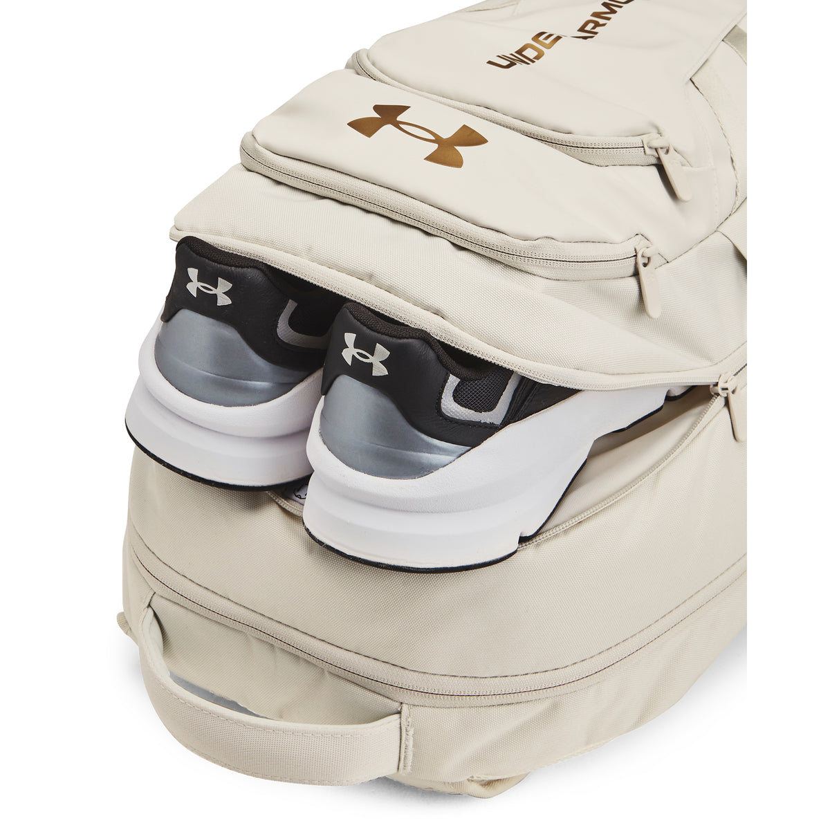 Under Armour UA Hustle 6.0 Pro Backpack Summit White Metallic Gold