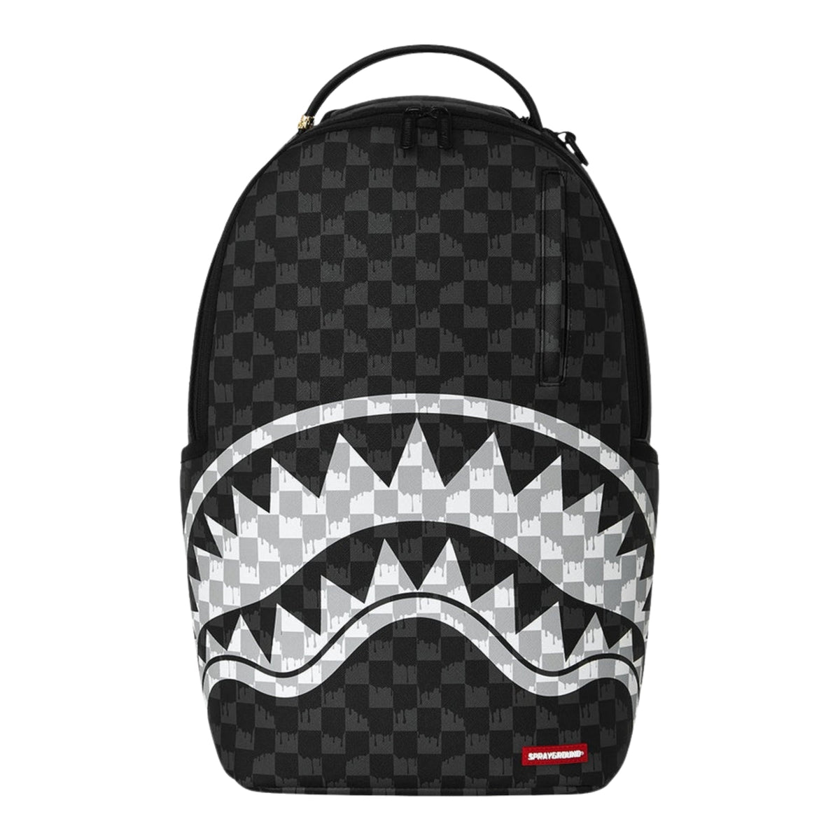 Sprayground Black And White Drip Check Shark Backpack - OnSize