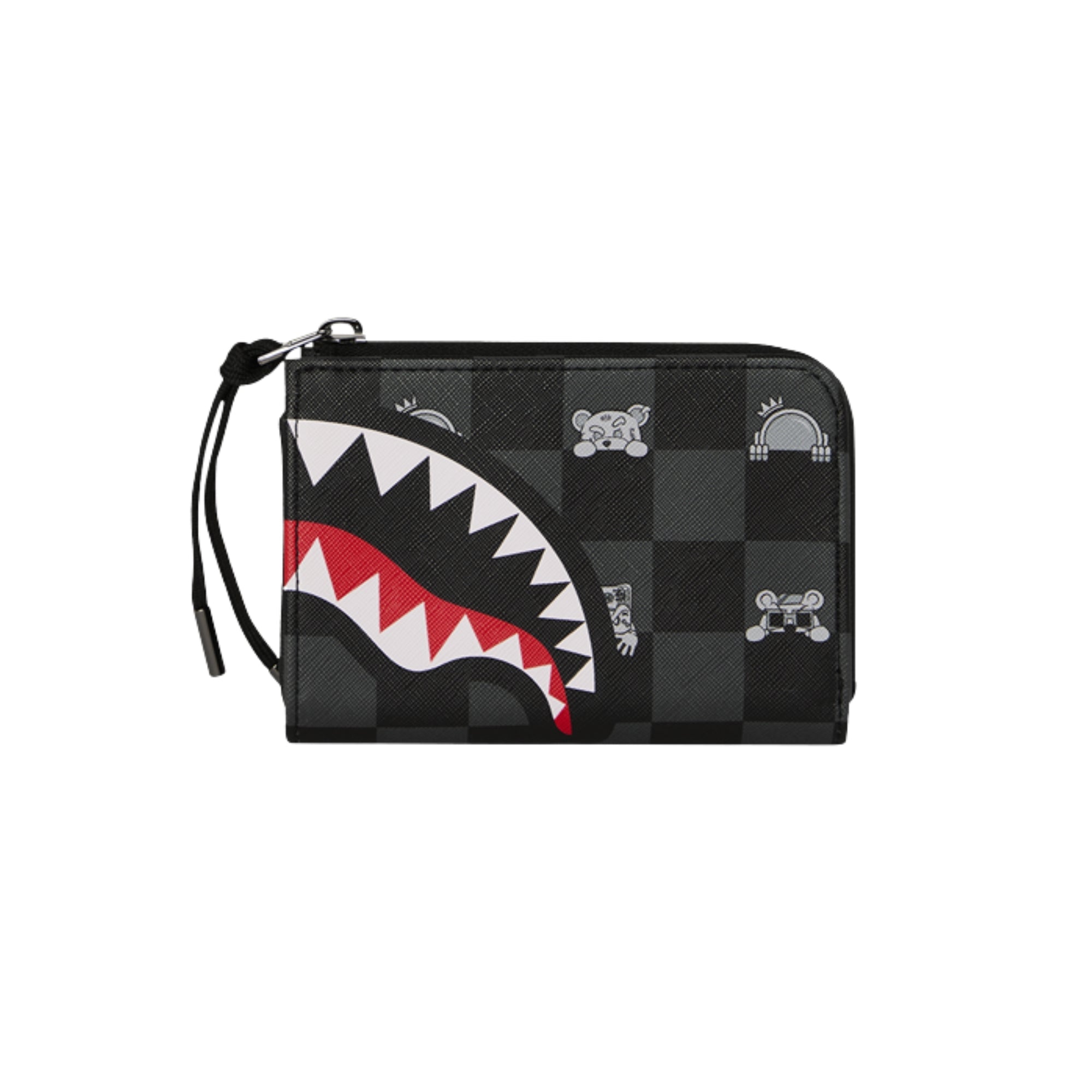 Sprayground Gray Peeking Character Check Wallet - OnSize