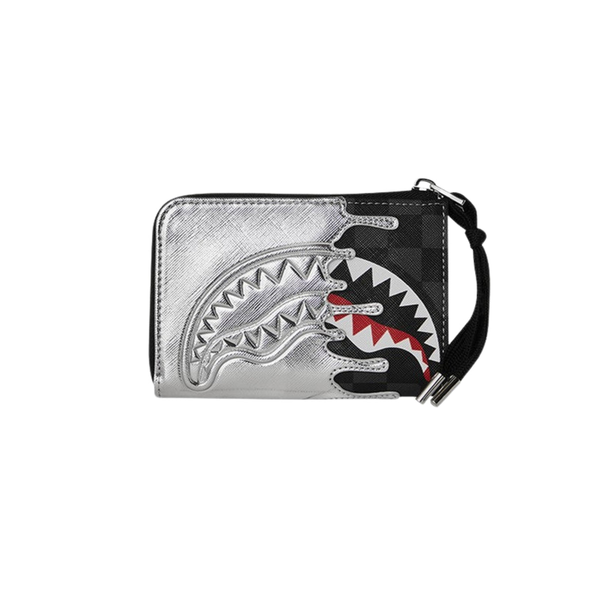 Sprayground Silver Side Drip Black Check Wallet - OnSize