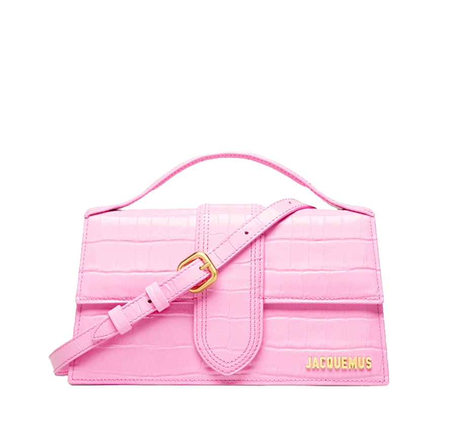 Jacquemus Le grand Bambino Crossbody Strap Handbag Croco Pink