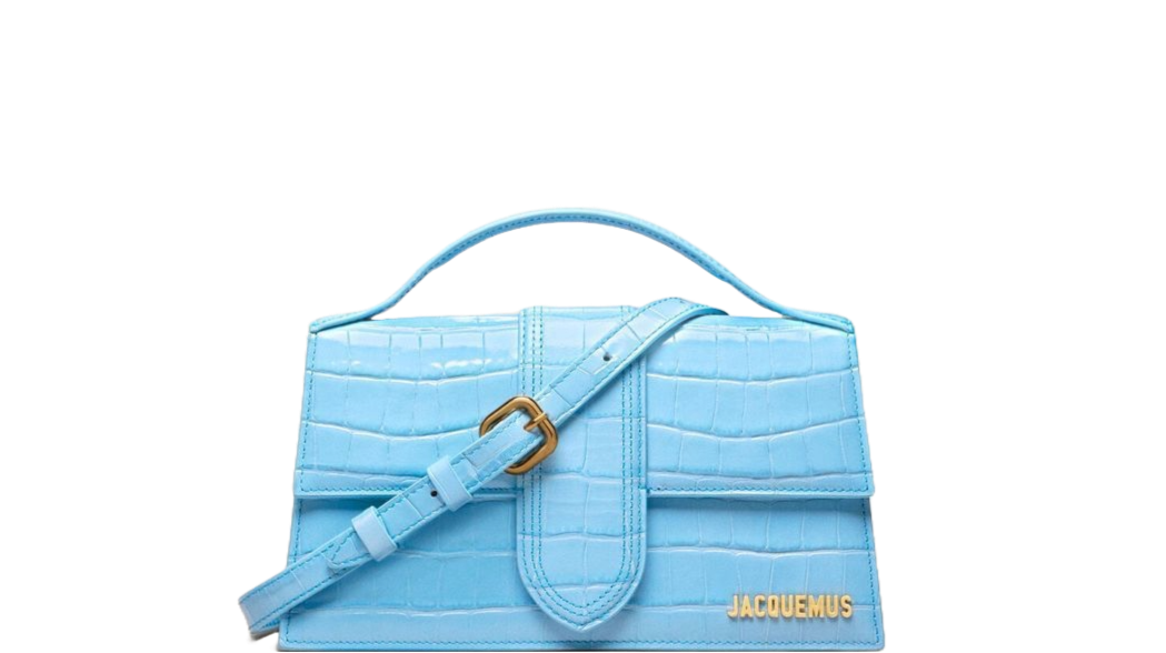 Jacquemus Le grand Bambino Crossbody Strap Handbag Croco Embossed Gradient Blue - OnSize