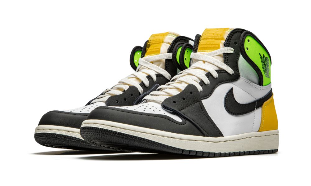 Jordan 1 Retro High White Black Volt University Gold - OnSize
