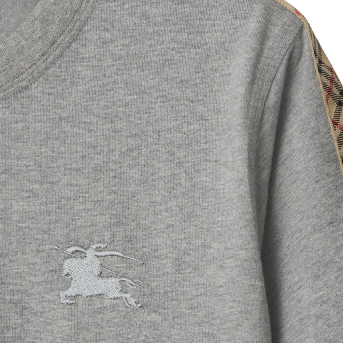 Burberry Check Trim Cotton T-shirt Gale Grey - OnSize