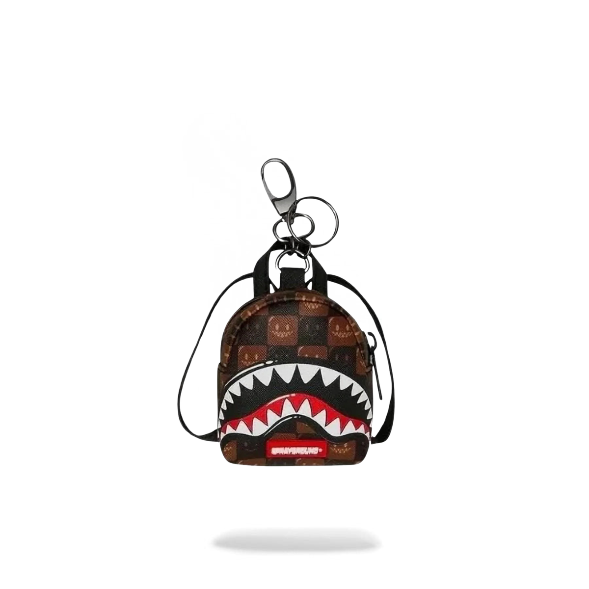 Sprayground Sharks In Paris WTF Bubble Brown Check Backpack Keychain