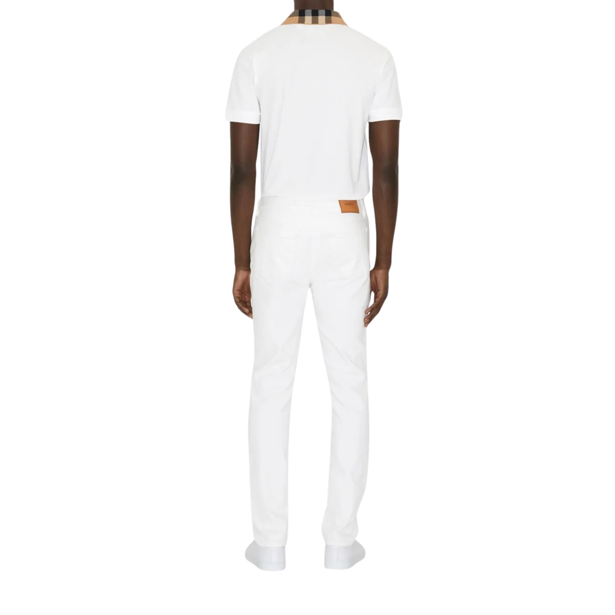 Burberry Check Collar Cotton Polo Shirt White - OnSize