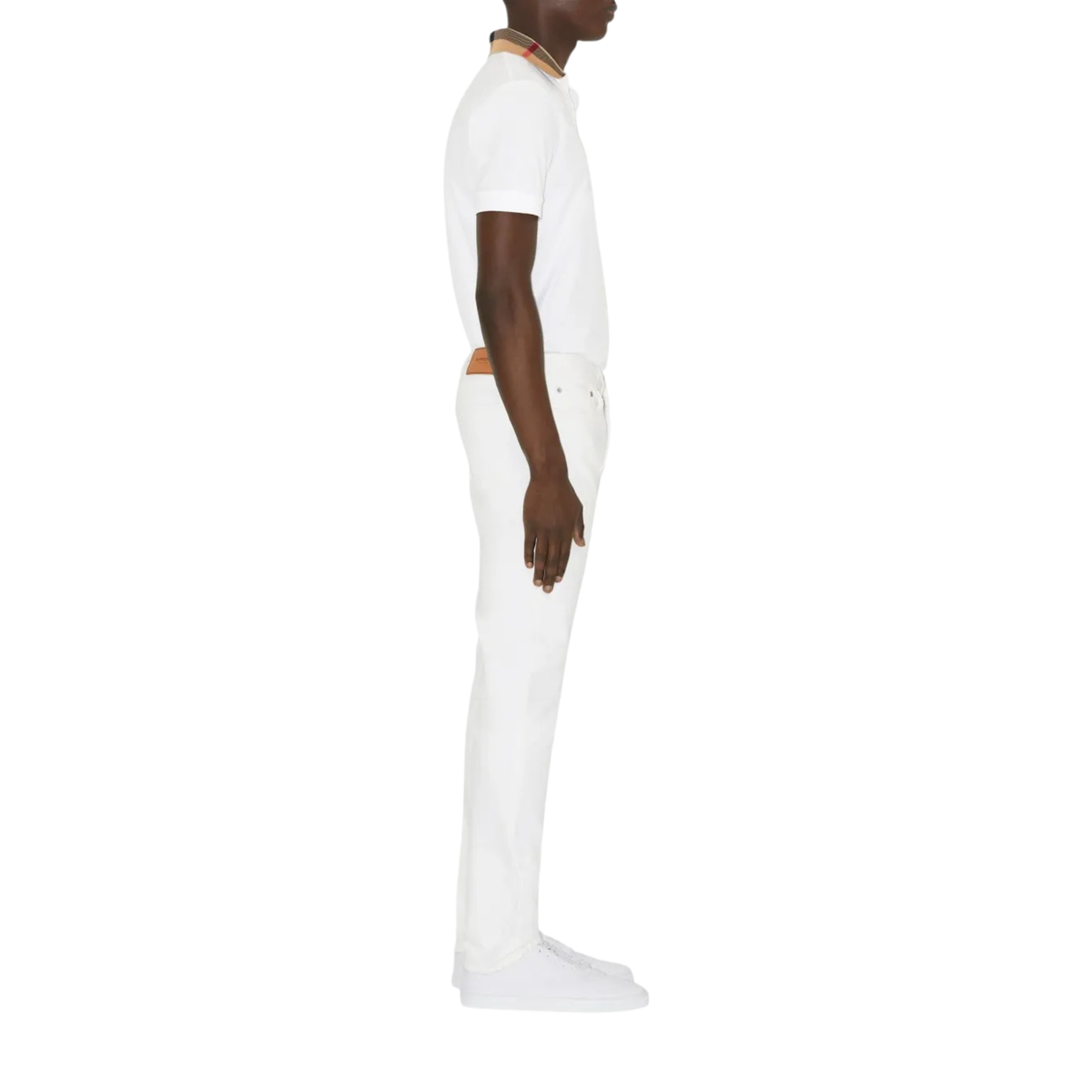 Burberry Check Collar Cotton Polo Shirt White - OnSize