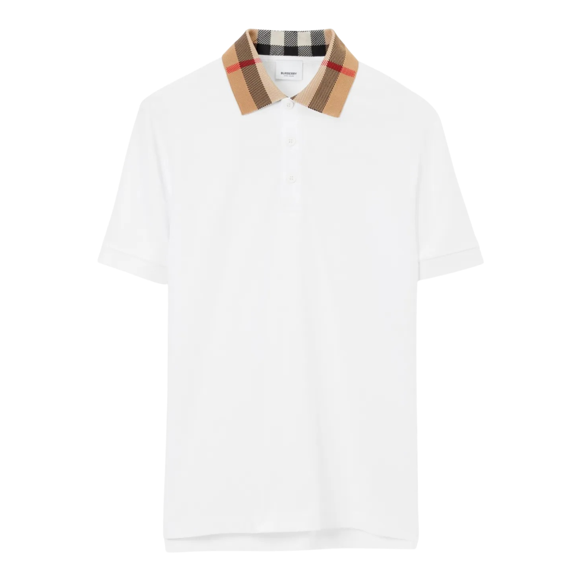 Burberry Check Collar Cotton Polo Shirt White - OnSize