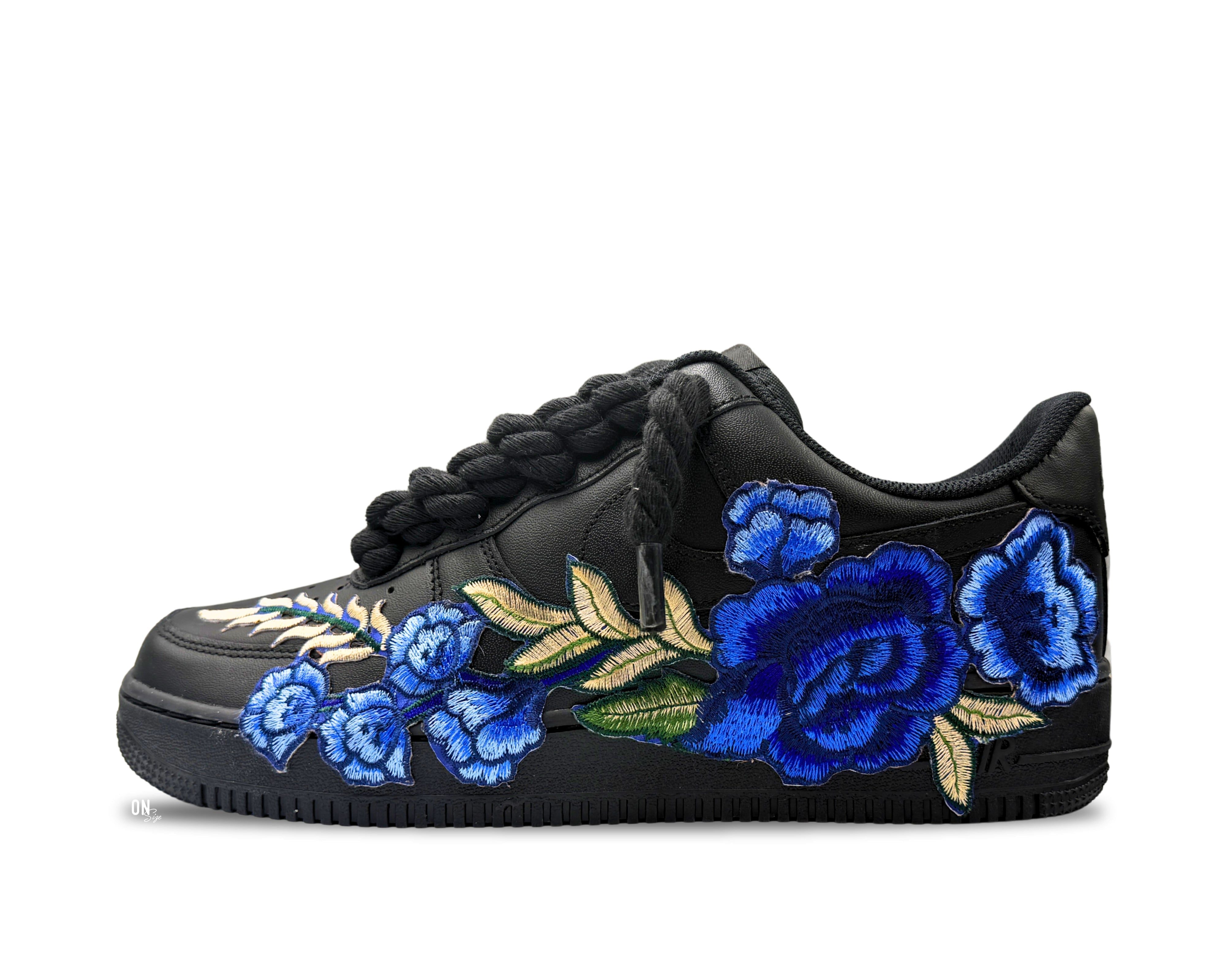 Nike Air Force 1 Low ‘07 Black / Blue Rose Rope Laces