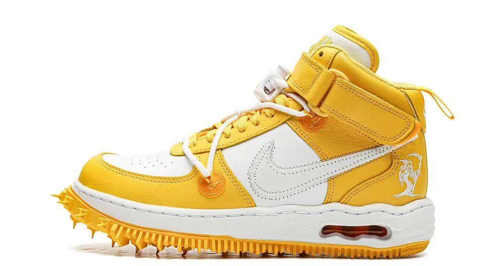 Nike Air Force 1 Mid SP “Varsity Maize” – oldalnézet, fehér bőr és sárga ráhúzások