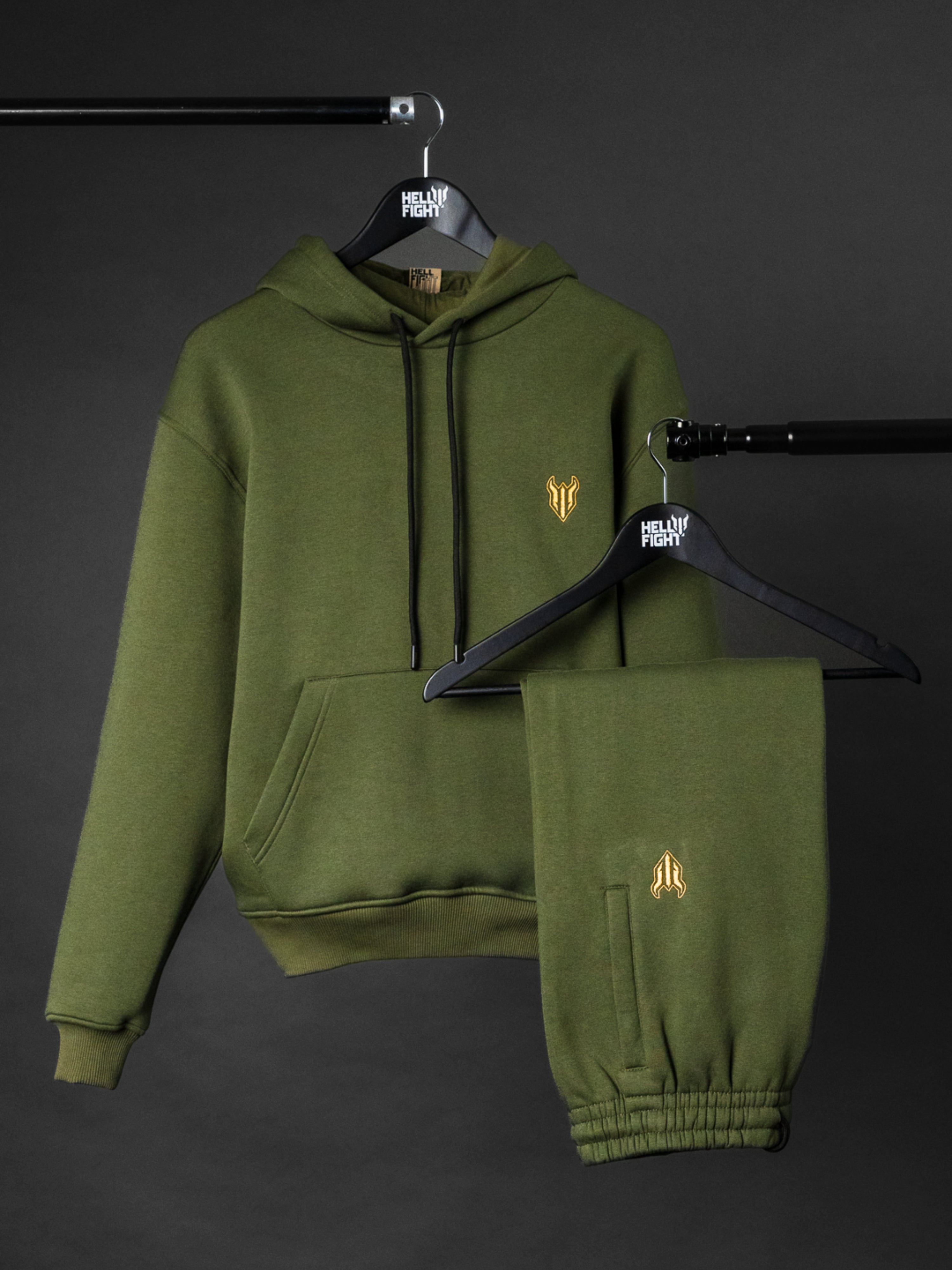 HELL FIGHT Basic Hoodie Olive