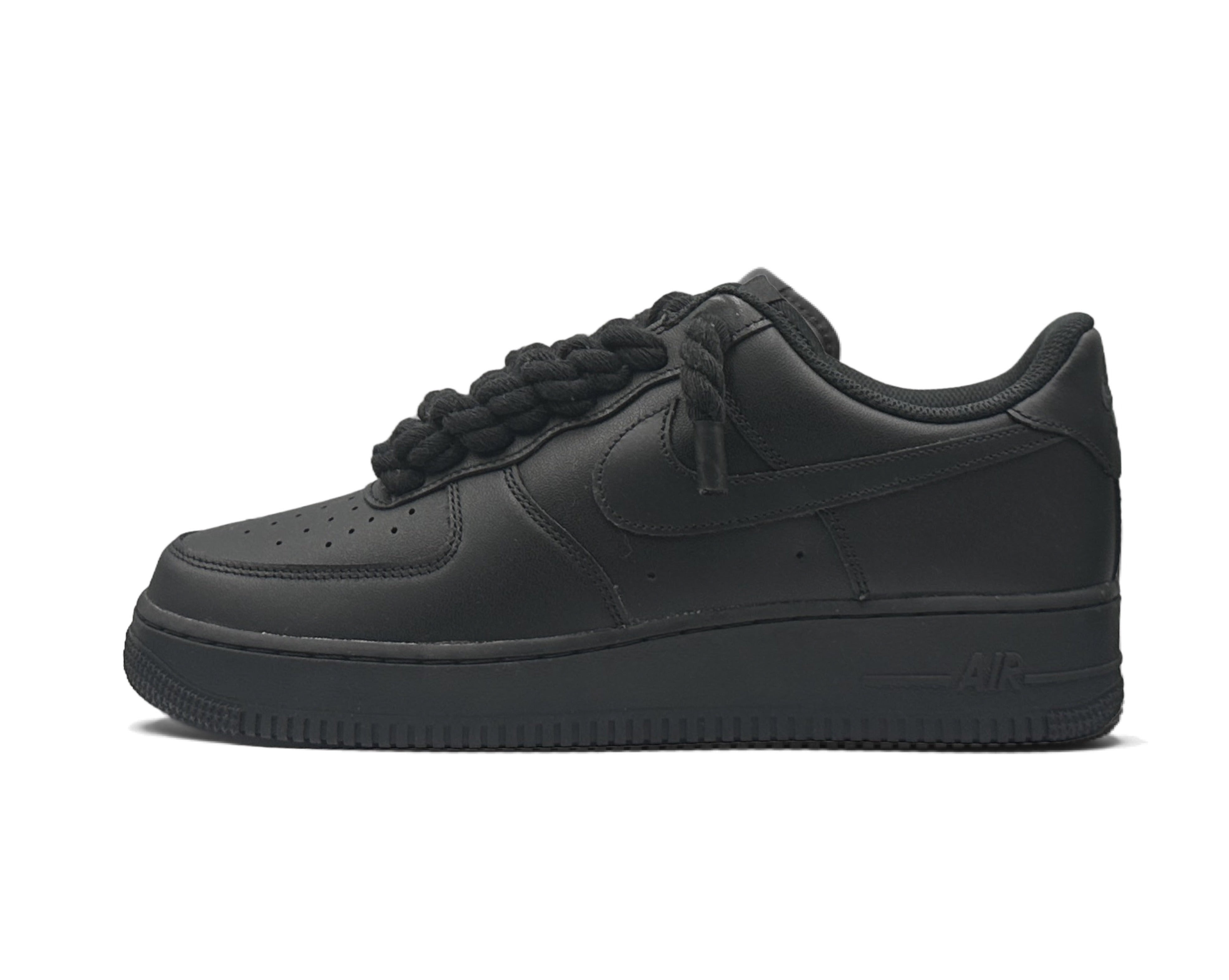 Nike Air Force 1 Low ‘07 Black / Black Rope Laces - OnSize