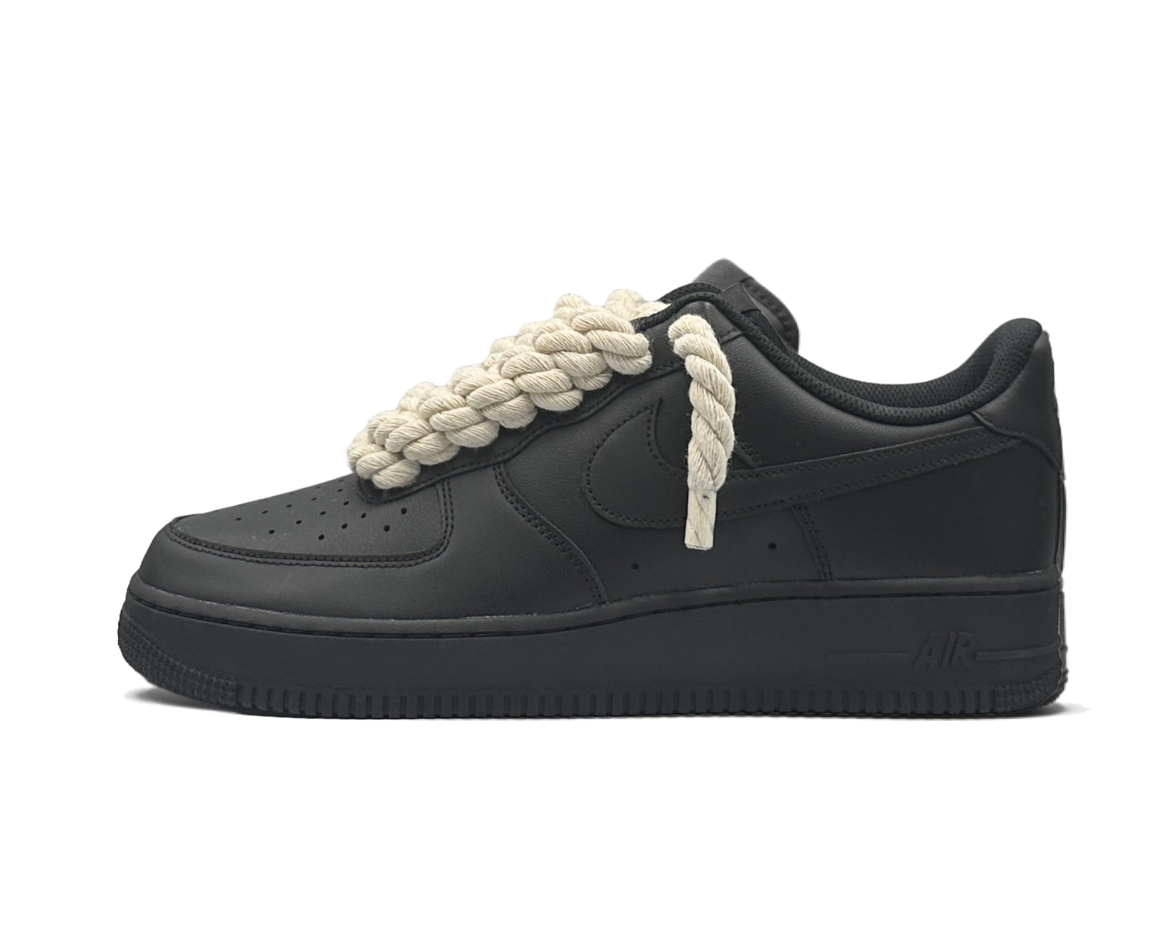 Nike Air Force 1 Low ‘07 Black / Beige Rope Laces - OnSize