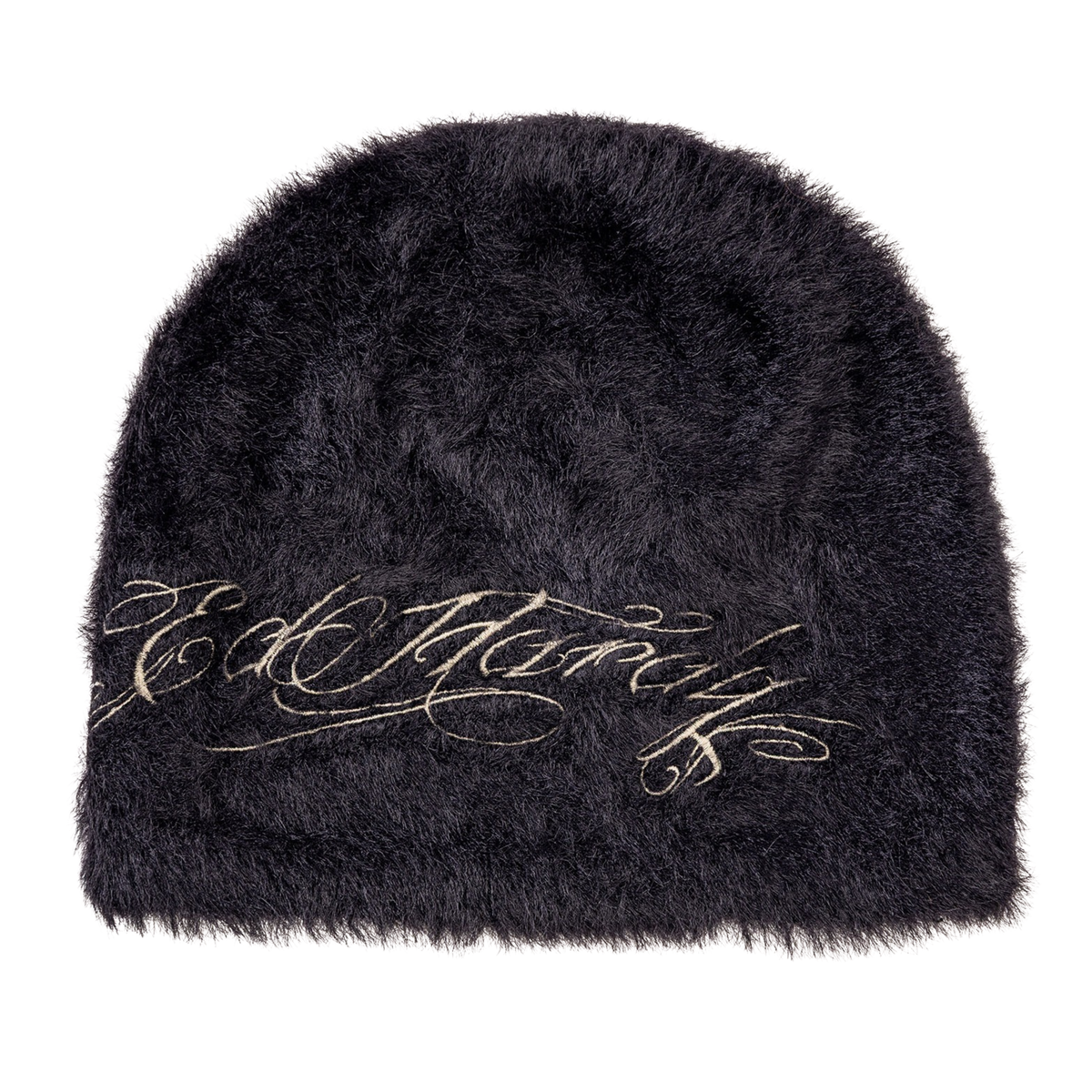 Ed Hardy Script Brushed Black Beanie