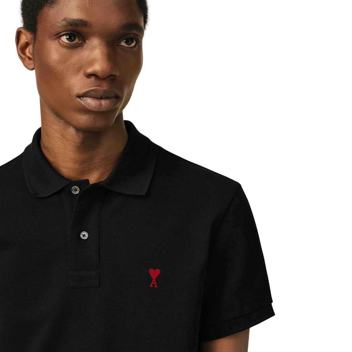 Ami Paris Ami De Coeur Polo Shirt Black Red - OnSize
