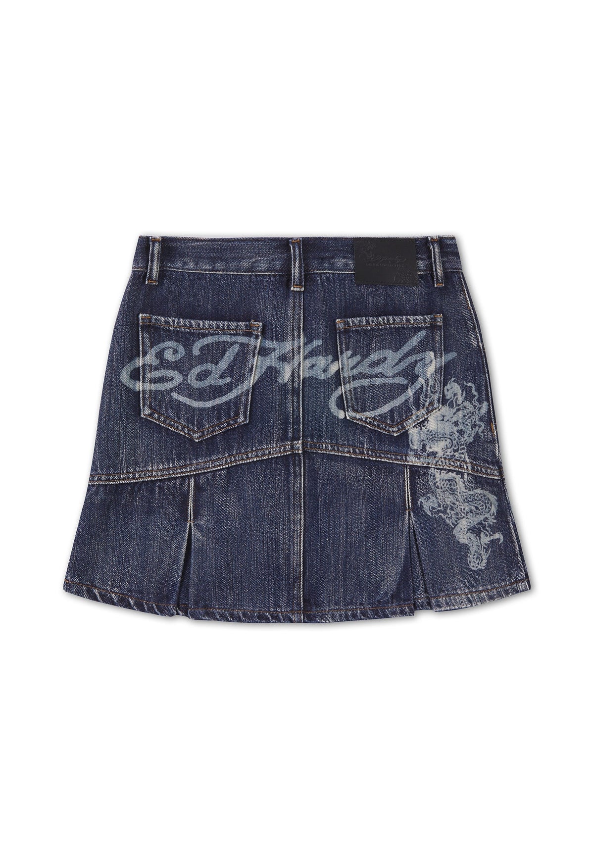 Ed Hardy Flaming Dragon Vintage Wash Regular Mini Skirt Indigo