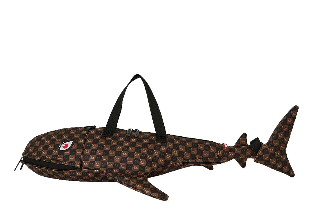 Sprayground Sharks In Paris WTF Bubble Brown Check Shark Duffle