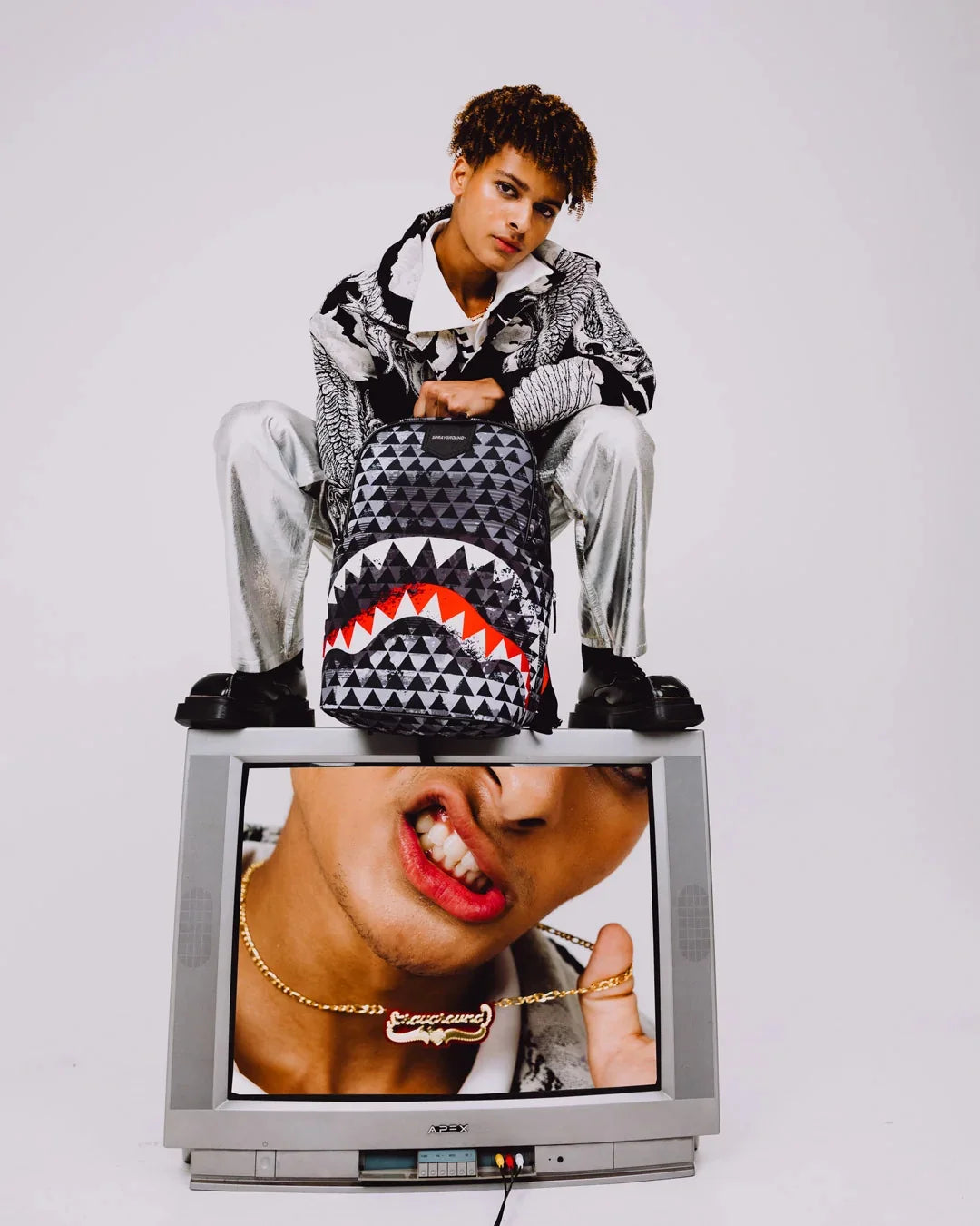 Sprayground Kahuku Niho Mano Grey Black Backpack
