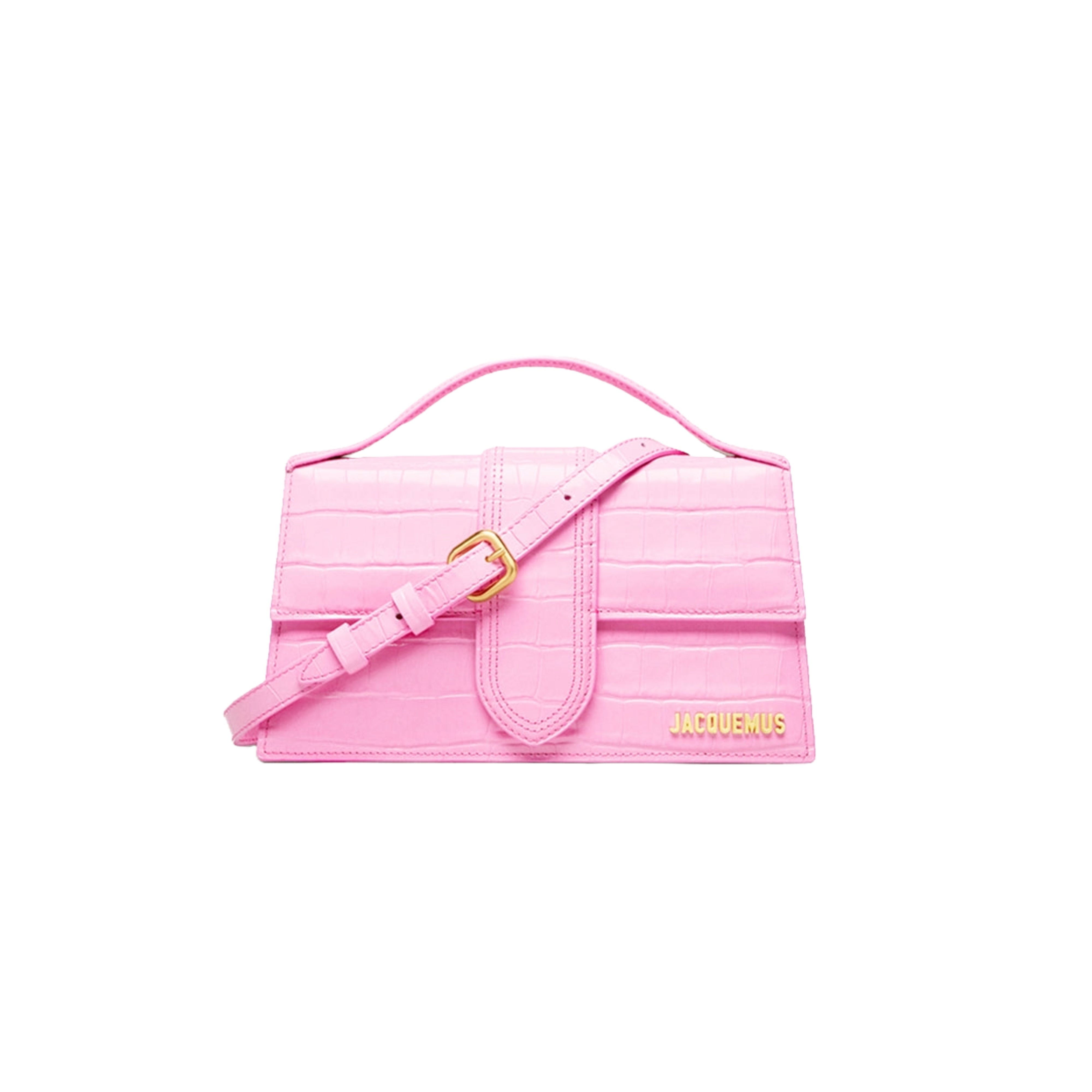 Jacquemus Le grand Bambino Crossbody Strap Handbag Croco Pink