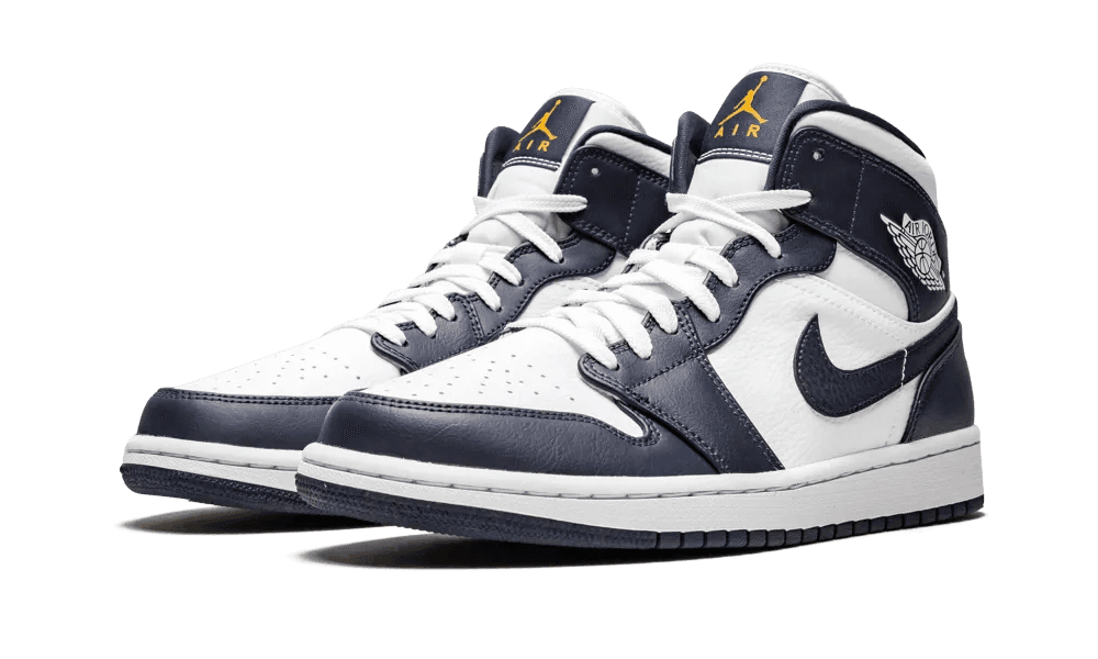 Jordan 1 Mid White Metallic Gold Obsidian - OnSize