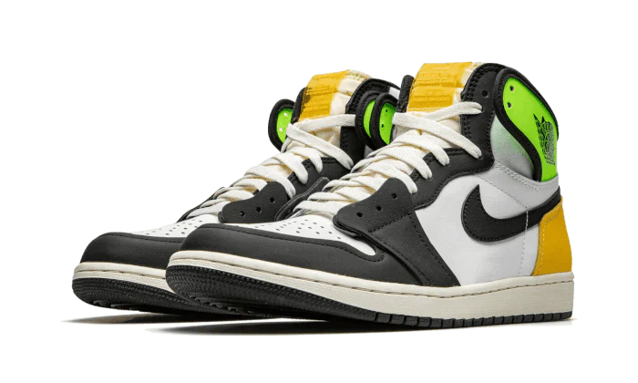 Jordan 1 Retro High White Black Volt University Gold - OnSize