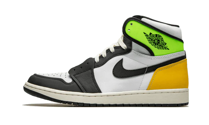 Jordan 1 Retro High White Black Volt University Gold - OnSize