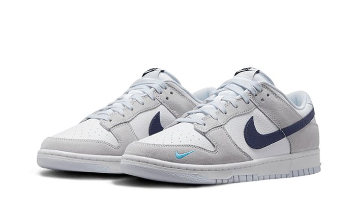 Nike Dunk Low White Grey Navy Aqua Mini Swoosh - OnSize