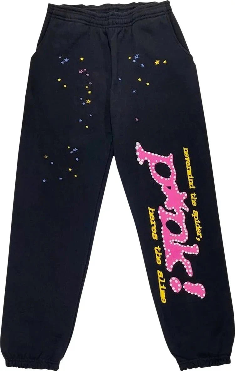 Sp5der P*NK Sweatpants Black - OnSize