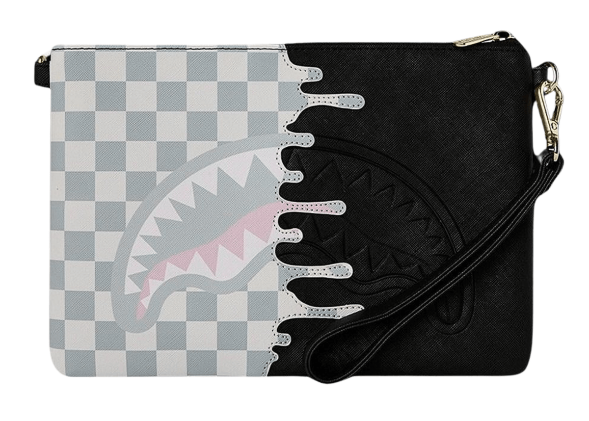 Sprayground Cream Check Unfinished Shark Crossbody Pouchette - OnSize