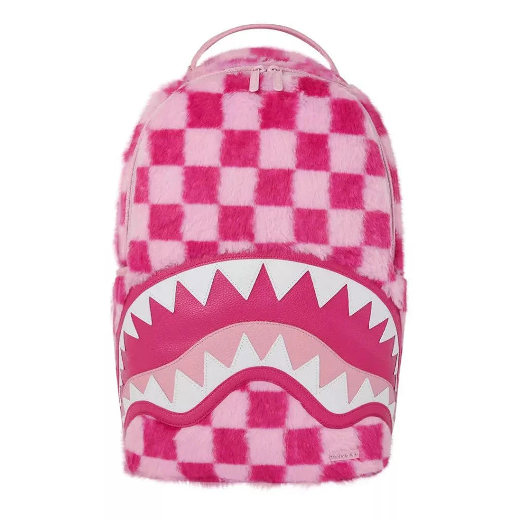 Sprayground Pink Fur Check Backpack - OnSize