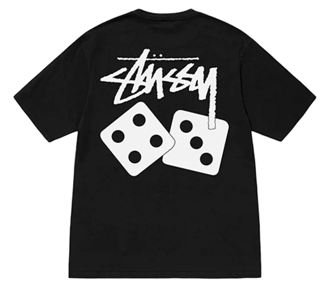 Stussy Pigment Dyed Dice Tee Black - OnSize