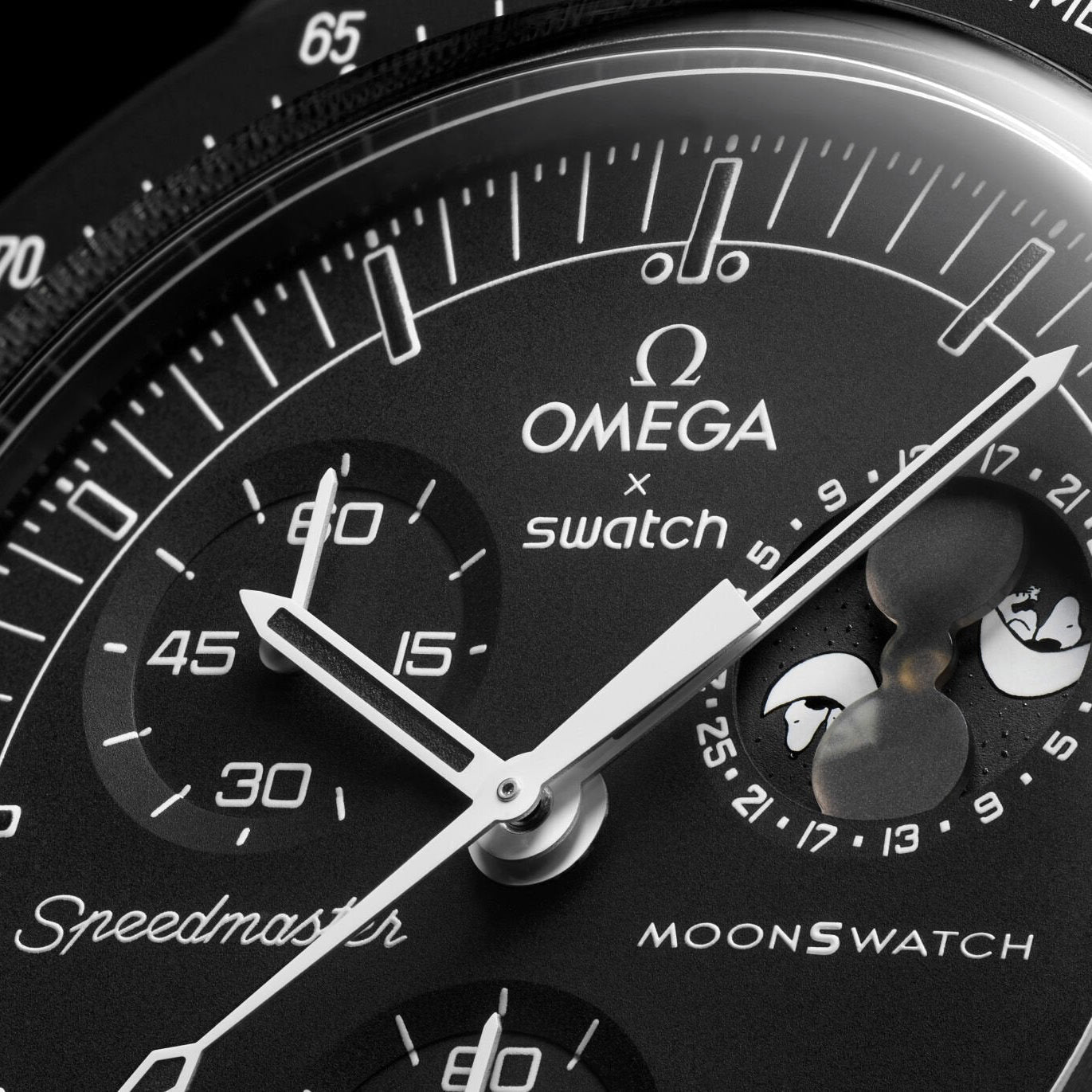 Swatch x Omega Bioceramic Moonswatch Mission To Moonphase Snoopy Black